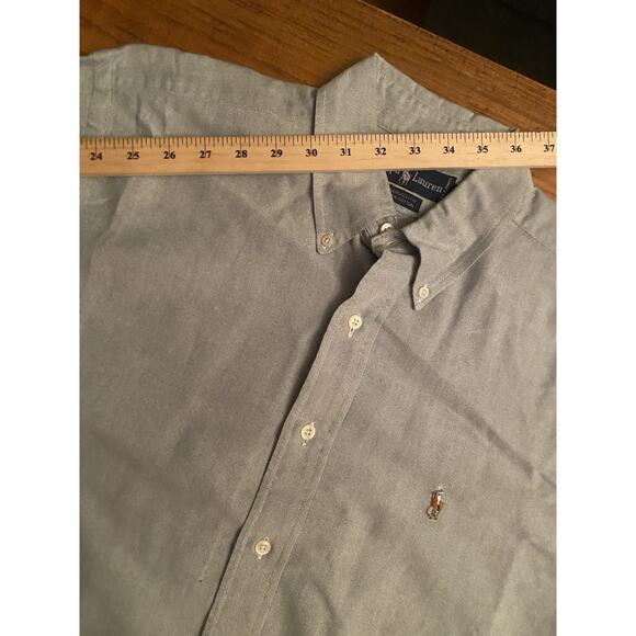 Ralph Lauren Button Down Blue Polo 15.5 (33) Logo Long Sleeve Yarmouth - Picture 7 of 9